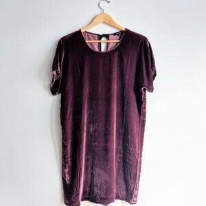 Madewell velvet bow-back tee dress in cabernet